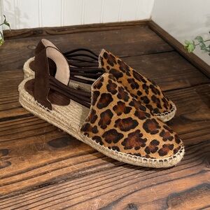 Picon Horse Hair Leopard Print slingback Espadrille Flats